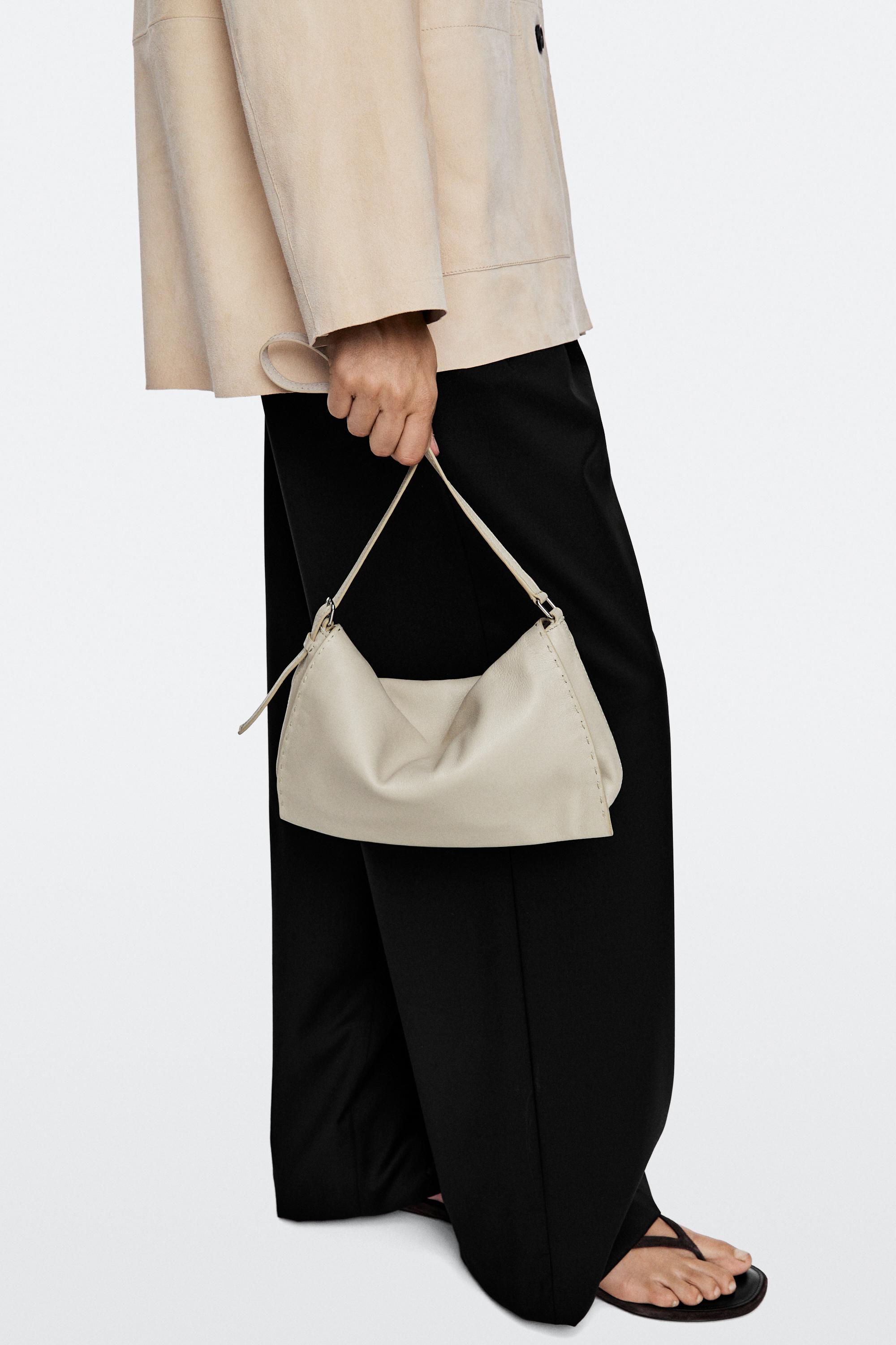 Sac bandoulière en cuir nappa à surpiqûres